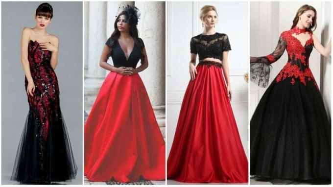 Červené a čierne svadobné šaty