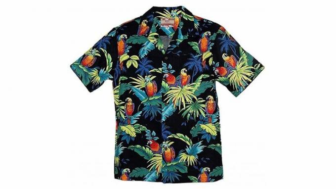 Camisa havaiana masculina de papagaios tropicais da marca Rjc