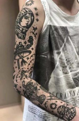 Käsivarsien patchwork tatuoinnit