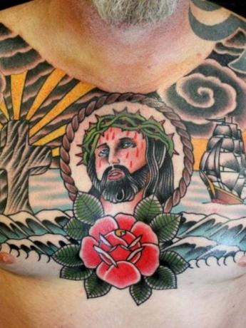 Amerykański tradycyjny tatuaż z Jezusem 1