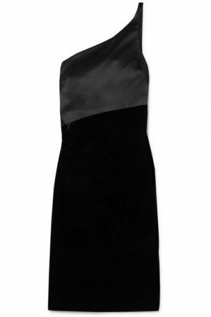 Giorgio Armani Einschultriges Kleid aus Stretch-Satin und Stretch-Samt