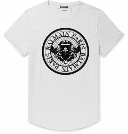 Slim Fit T-Shirt aus meliertem Baumwolljersey mit Logo und Logo