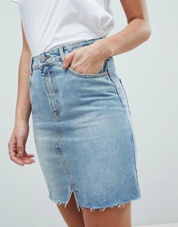 Asos Design džinsa pelmeņu svārki zilā krāsā
