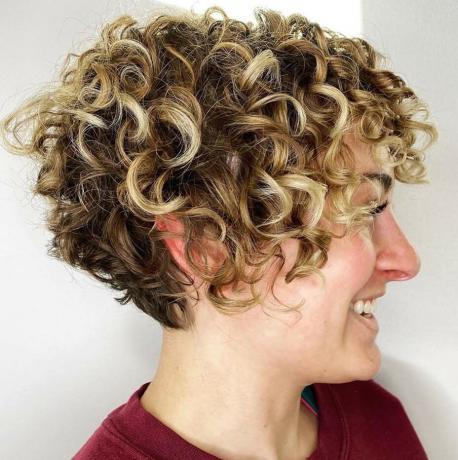 Blonde Balayage Curly Pixie Cut