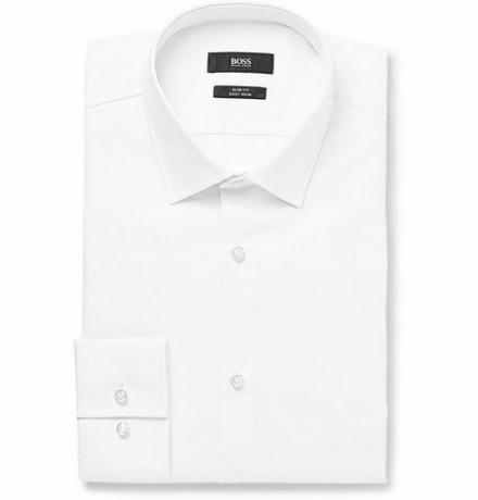 Λευκό βαμβακερό πουκάμισο Jenno Slim Fit