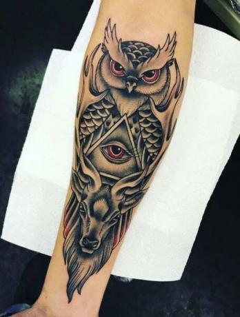 Neo perinteinen pöllön tatuointi 1