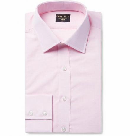 Ружичаста слим фит памучна кошуља