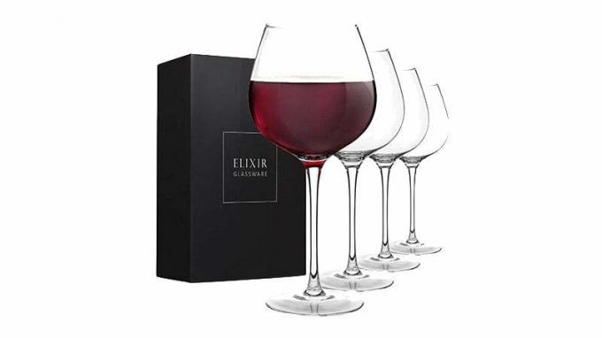 Veľké ručne fúkané poháre na víno – sada 4 kusov