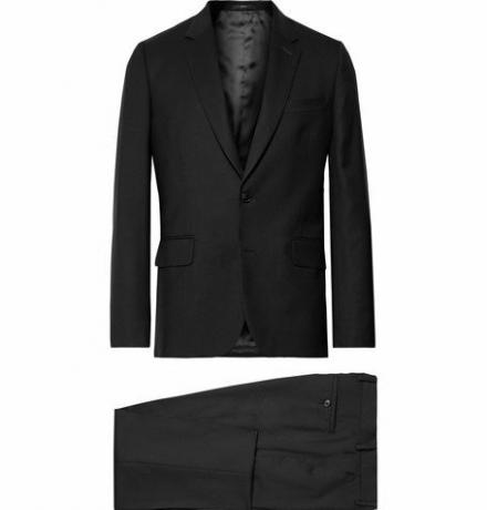 Черен костюм за пътуване в вълнен костюм Soho Slim Fit