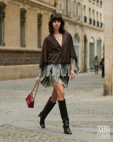 Týždeň módy v Paríži jeseň zima 2022 Týždeň módy ženy v pouličnom štýle 21