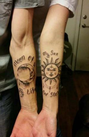 Pariskunnat Auringon ja Kuun tatuointi 