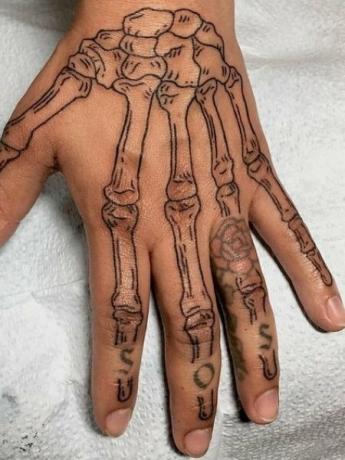 Skeletové tetovanie na rukách 