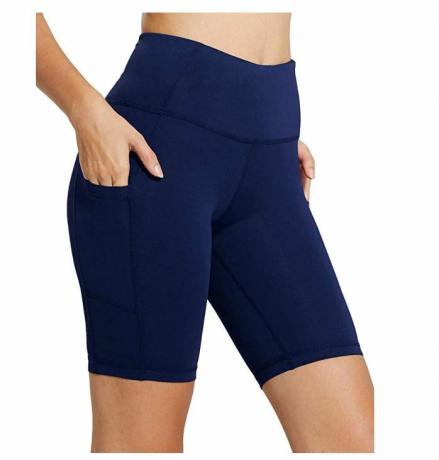 Ženske kompresijske kratke hlače za vadbo joge z visokim pasom Baleaf Tummy Control Stranski žepi