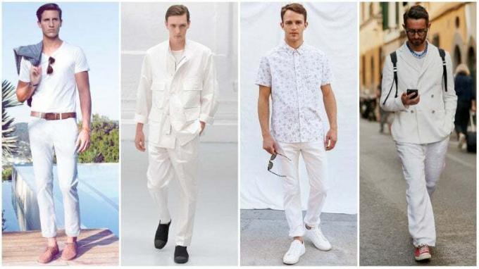 男性のためのスマートカジュアルオールホワイトの衣装