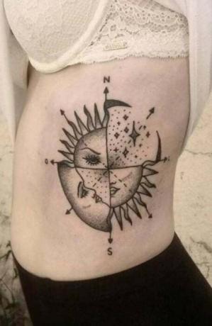 Ainutlaatuinen kuun ja auringon tatuointi