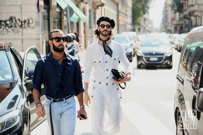 Street Style Milan მამაკაცის ტანსაცმლის მოდის კვირეული Ss19 70