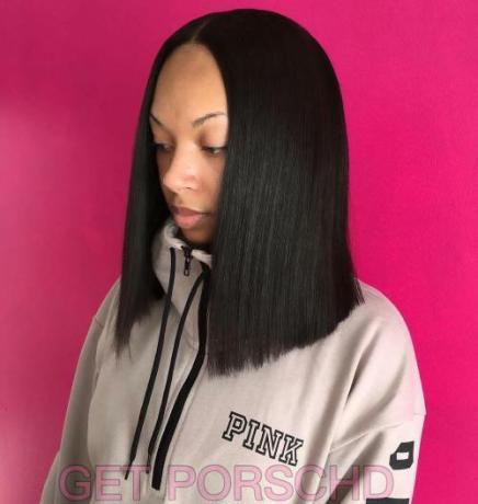 African American Center-Parted Sew-In Bob