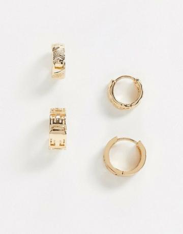 Asos Design Hoop Earring Pack i glänsande guldton