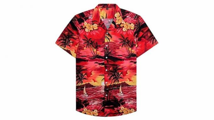 Alimens & Gentle 100% памук Редовна прилягаща хавайска риза с къс ръкав
