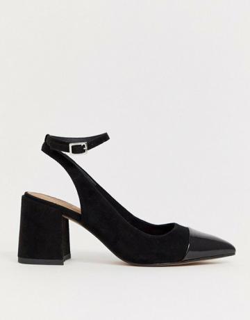 Asos Design Squire hegyes középső sarkú cipő fekete színben