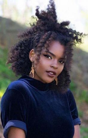 Afro-Amerikan İçin Yarım Yukarı Yarım Aşağı Saç Modelleri