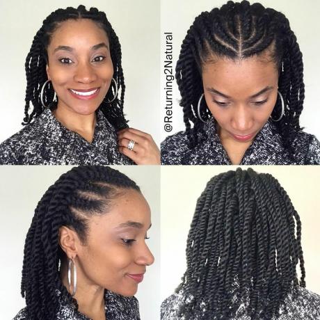 Hair Twists with Front Cornrows