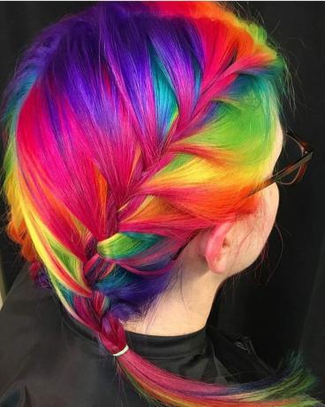 Vibrant Rainbow French Braid Style